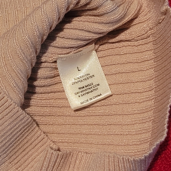 Say What? Tan Shoulderless Long Sleeve Ribbed Sweater - Picture 6 of 9